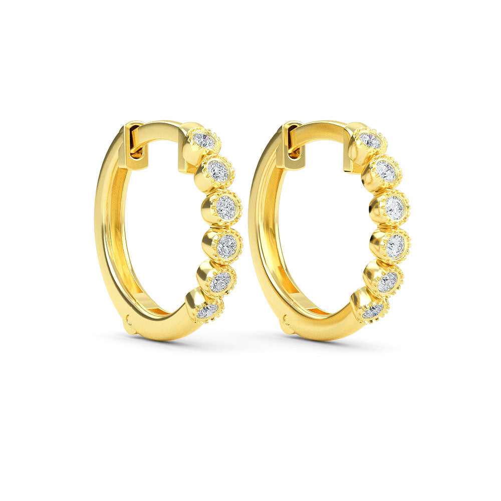 14K Gold Diamond Hoop Earrings