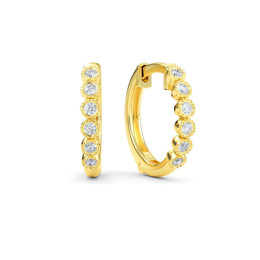 14K Gold Diamond Hoop Earrings