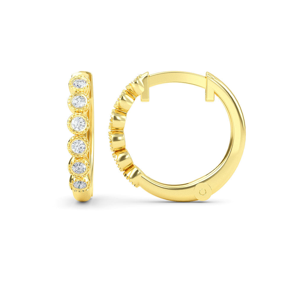 14K Gold Diamond Hoop Earrings