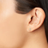 14K Gold Baguette Diamond Small Stud Earrings