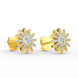 14K Gold Floral Diamond Earring