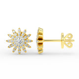 14K Gold Floral Diamond Earring