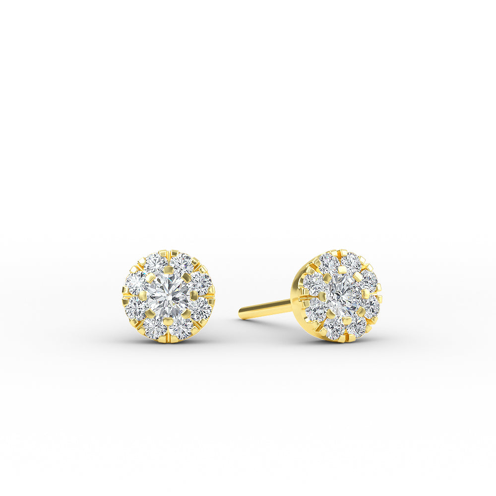 14K Gold Diamond Pave Disc Earrings