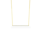 14K Solid Gold Micro Pave Bar Necklace