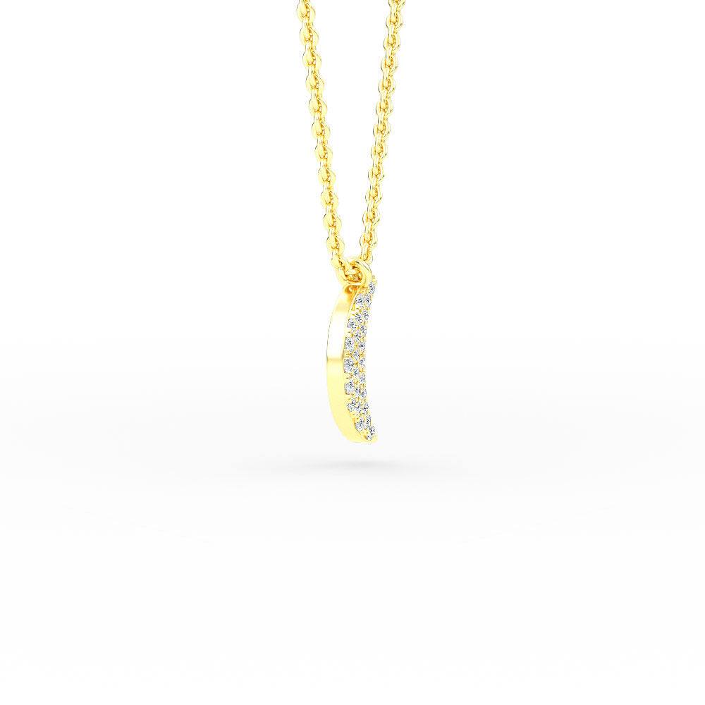 14K Gold Crescent Moon Diamond Necklace
