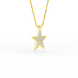 14K Gold Diamond Star Necklace