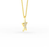 14K Gold Diamond Star Necklace