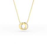 14K Gold Diamond Two Circle Necklace