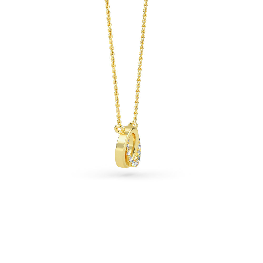 14K Gold Diamond Two Circle Necklace