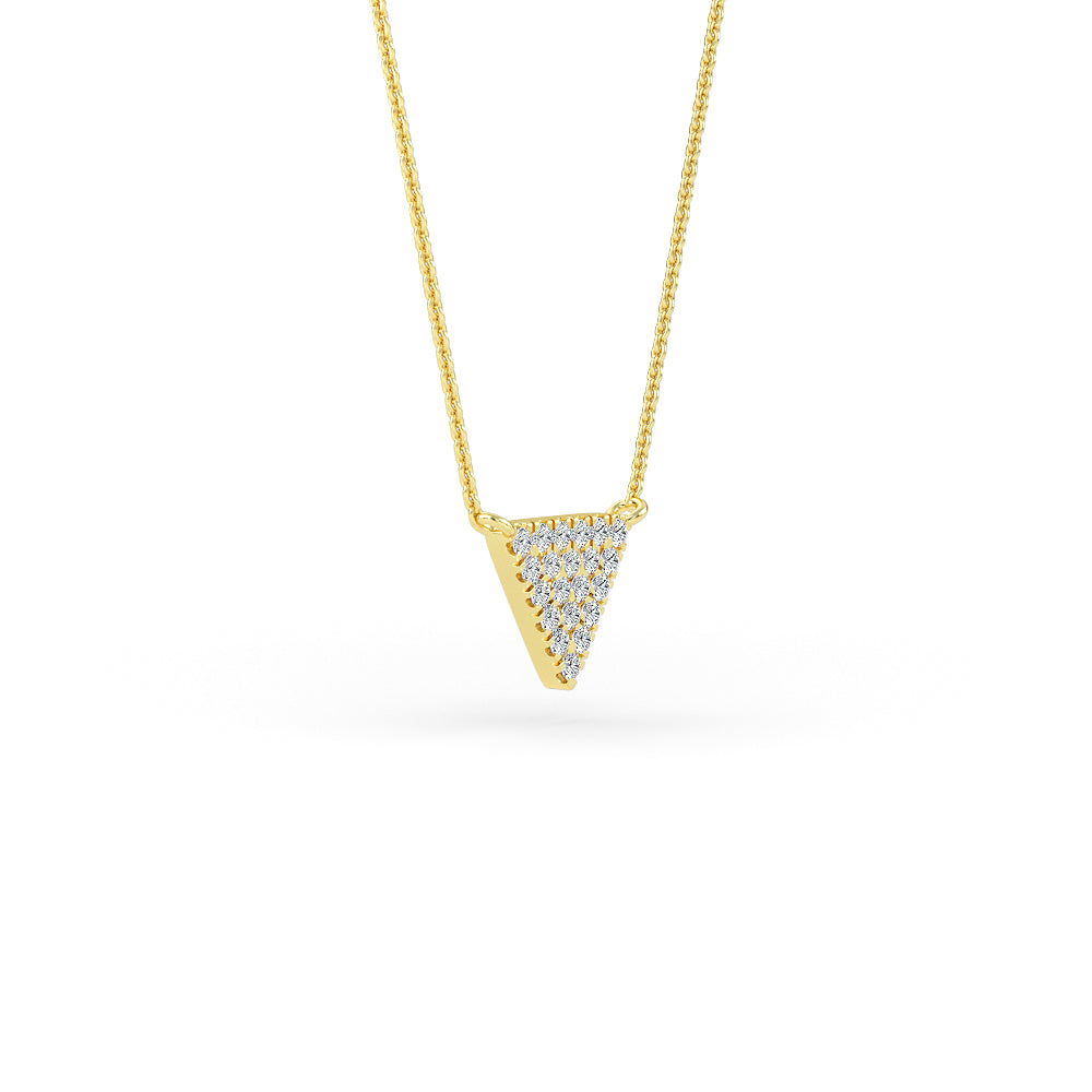 14K Gold Diamond Pave Triangle Necklace