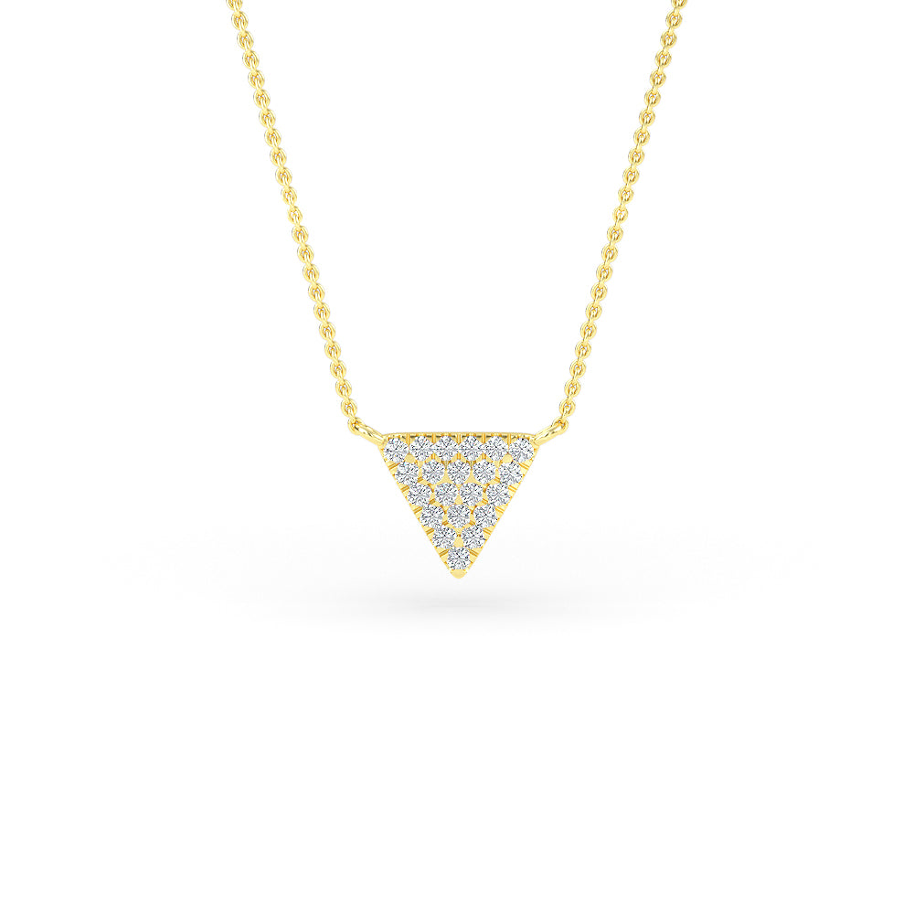 14K Gold Diamond Pave Triangle Necklace