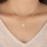 14K Gold Diamond Pave Triangle Necklace