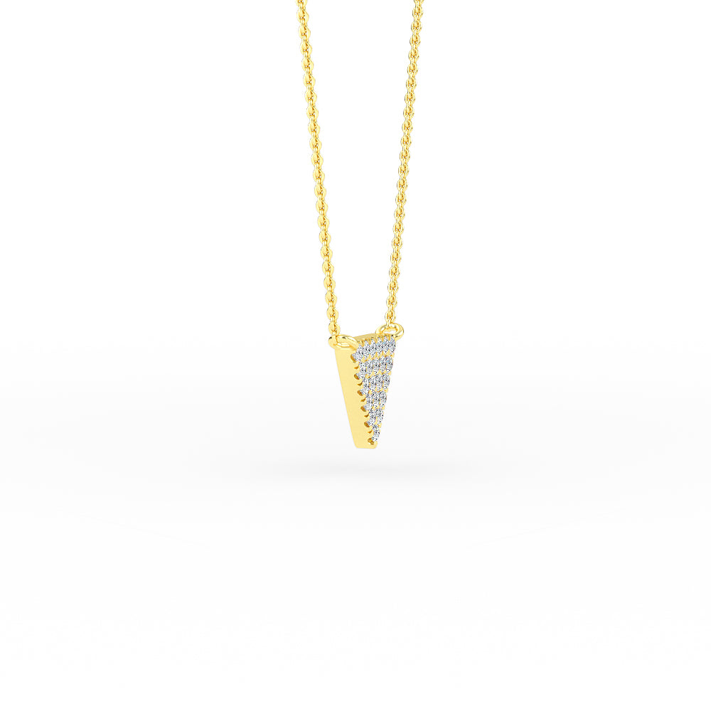 14K Gold Diamond Pave Triangle Necklace