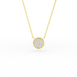 14K Gold Diamond Pave Disc Necklace