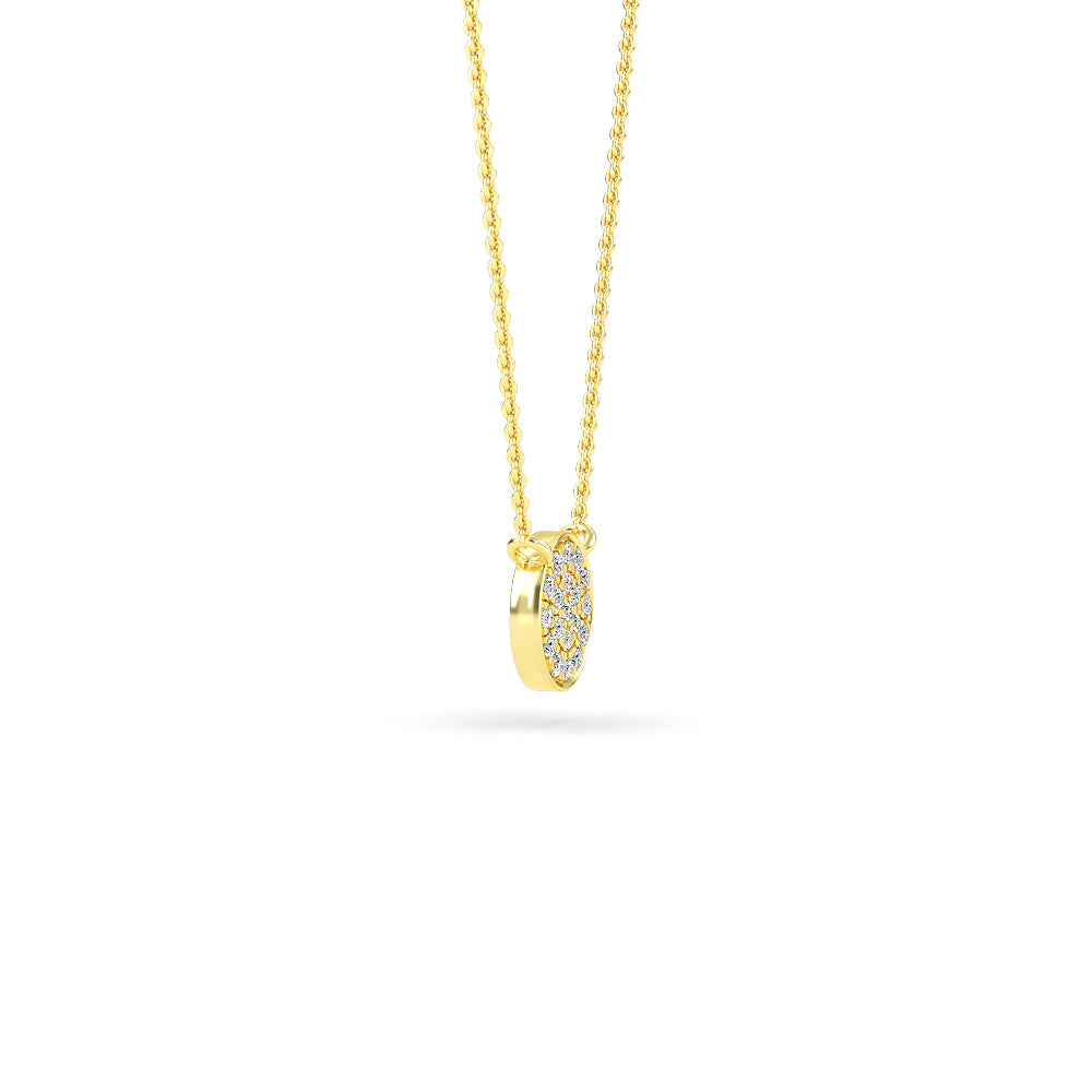 14K Gold Diamond Pave Disc Necklace