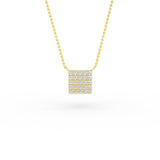 14K Gold Diamond Pave Square Necklace