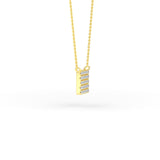 14K Gold Diamond Pave Square Necklace