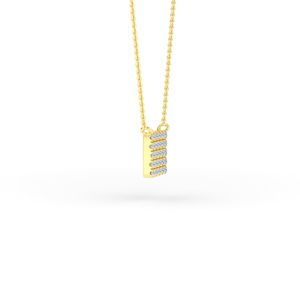 14K Gold Diamond Pave Square Necklace