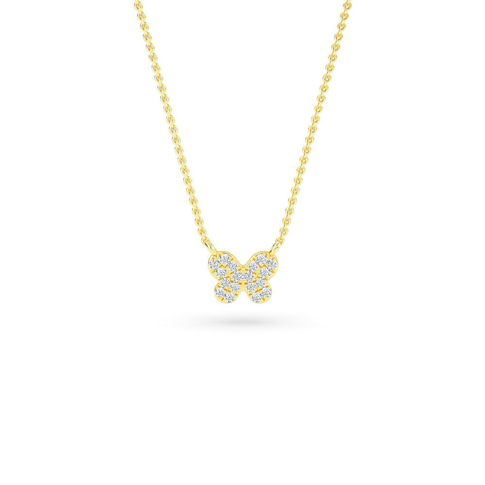 14K Gold Diamond Pave Butterfly Necklace