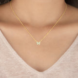 14K Gold Diamond Pave Butterfly Necklace