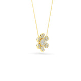 14K Gold Diamond Pave Flower Necklace