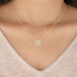 14K Gold Diamond Pave Flower Necklace