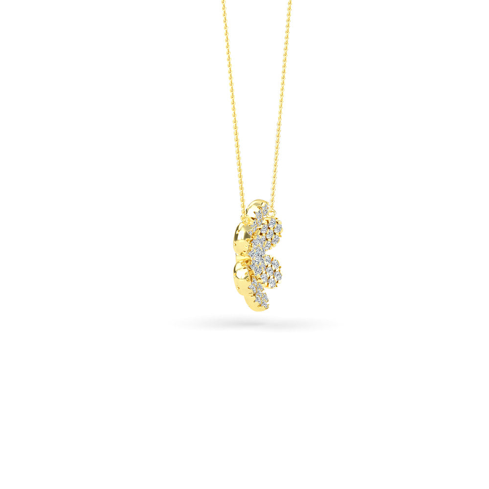 14K Gold Diamond Pave Flower Necklace