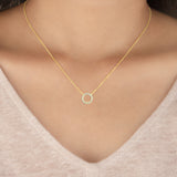 14K Gold Diamond Pave Circle Necklace