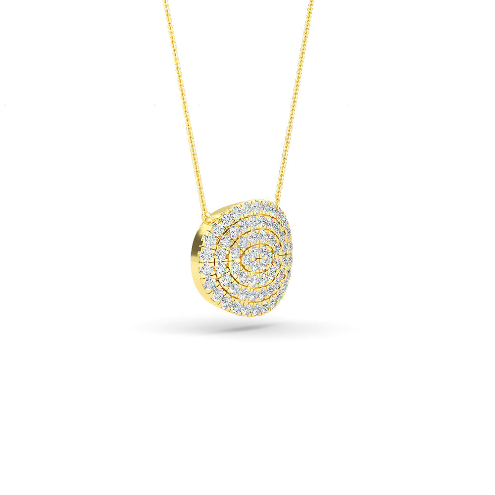 14K Gold Diamond Pave Disc Necklace