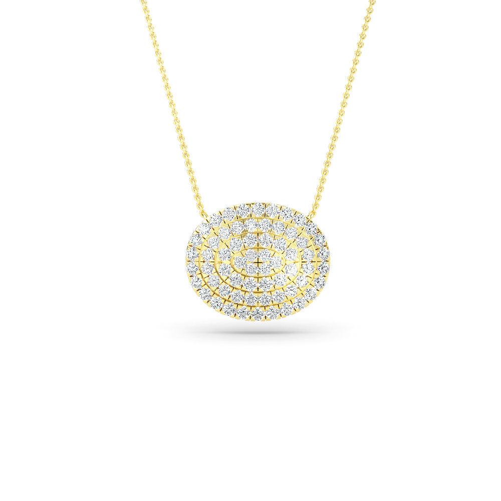 14K Gold Diamond Pave Disc Necklace