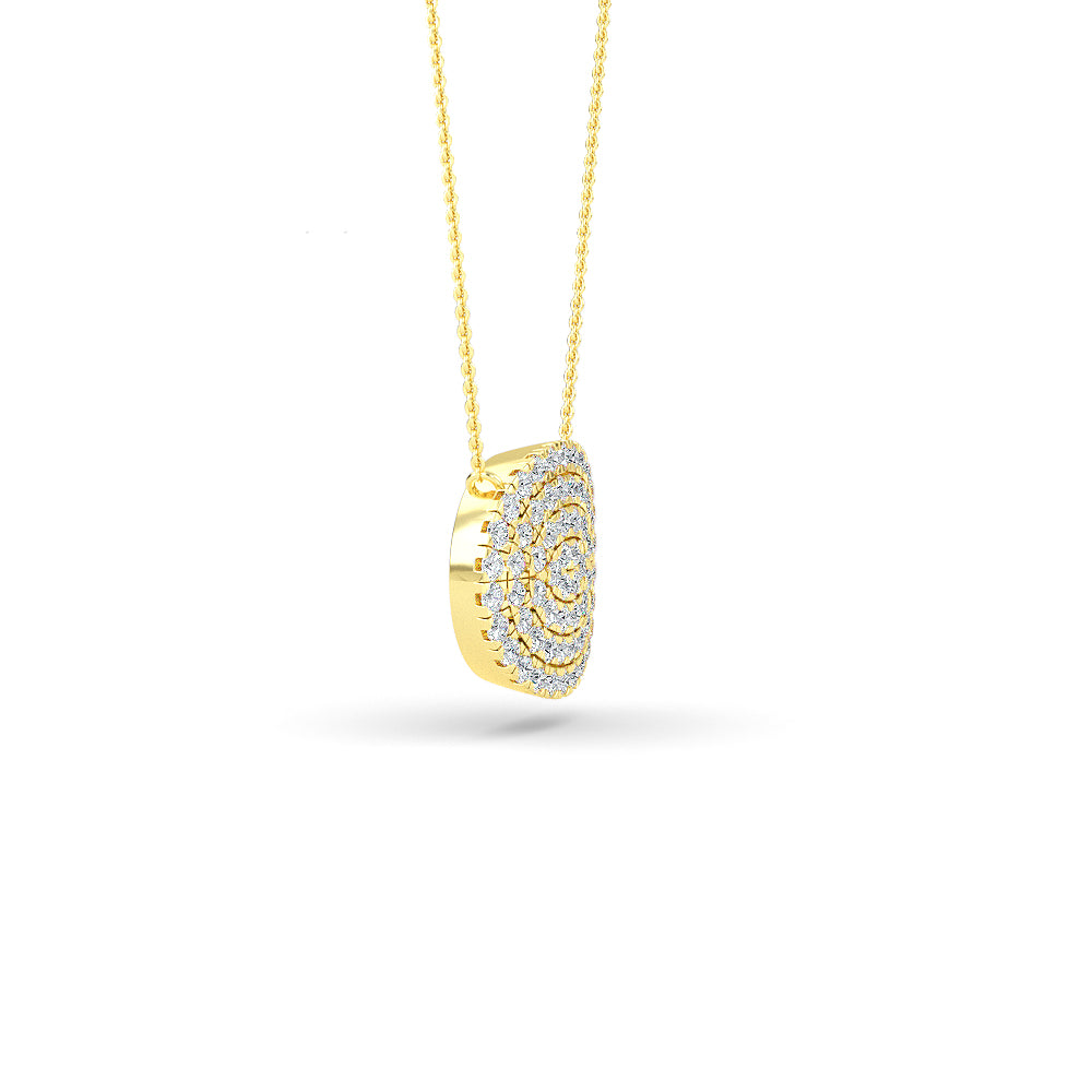 14K Gold Diamond Pave Disc Necklace