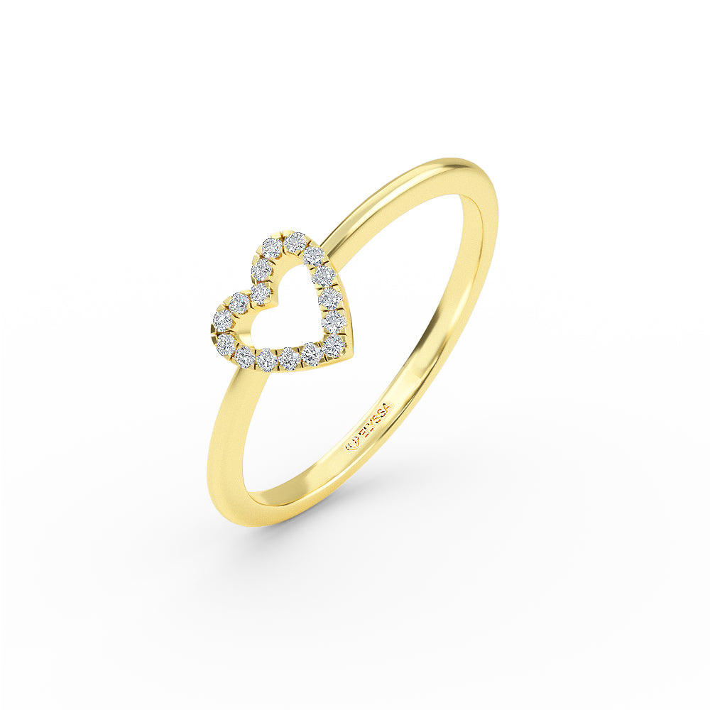 14K Gold Open Heart Diamond Ring