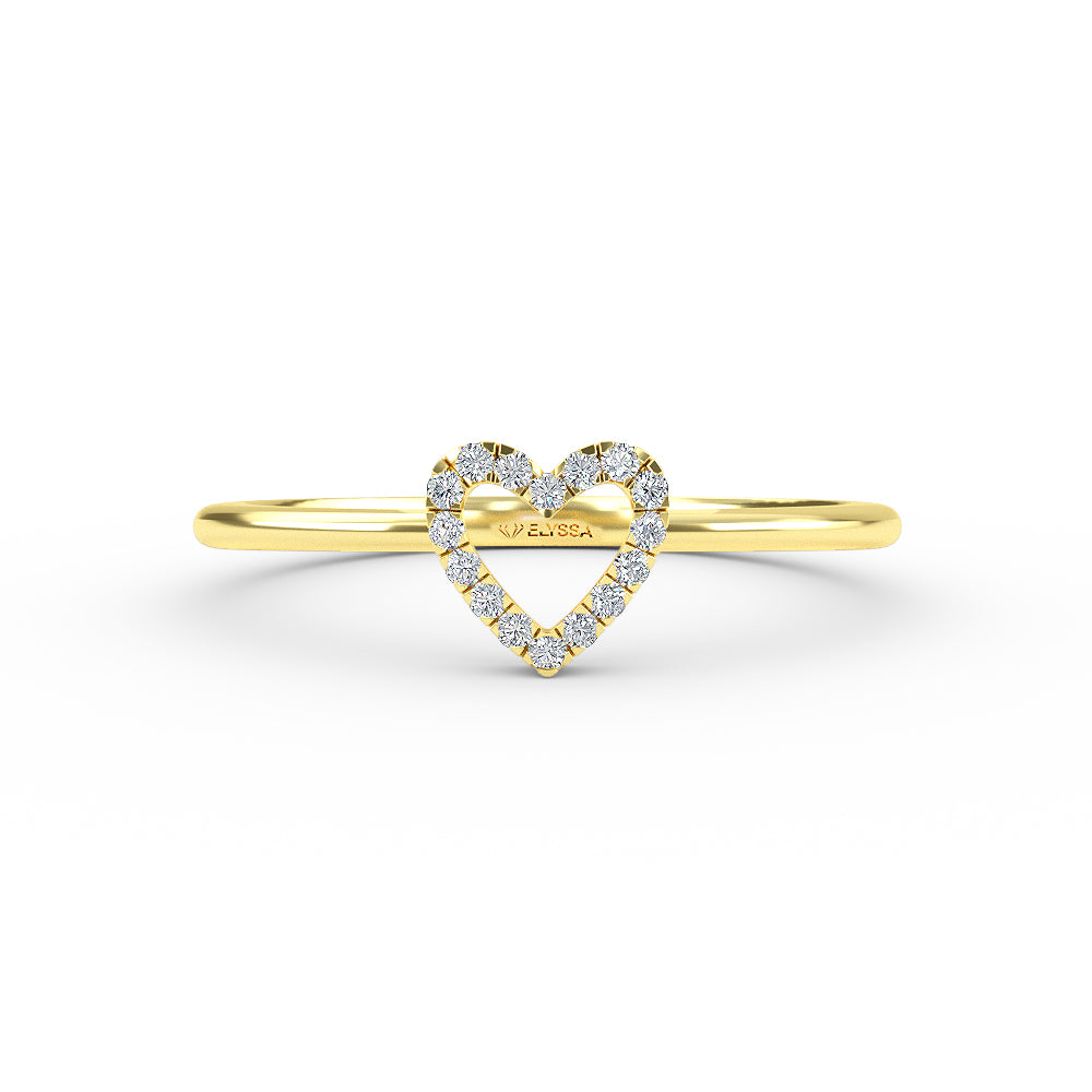 14K Gold Open Heart Diamond Ring
