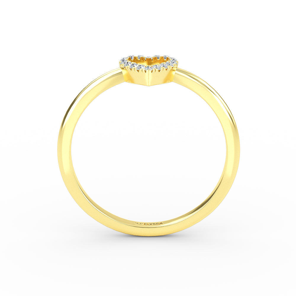 14K Gold Open Heart Diamond Ring