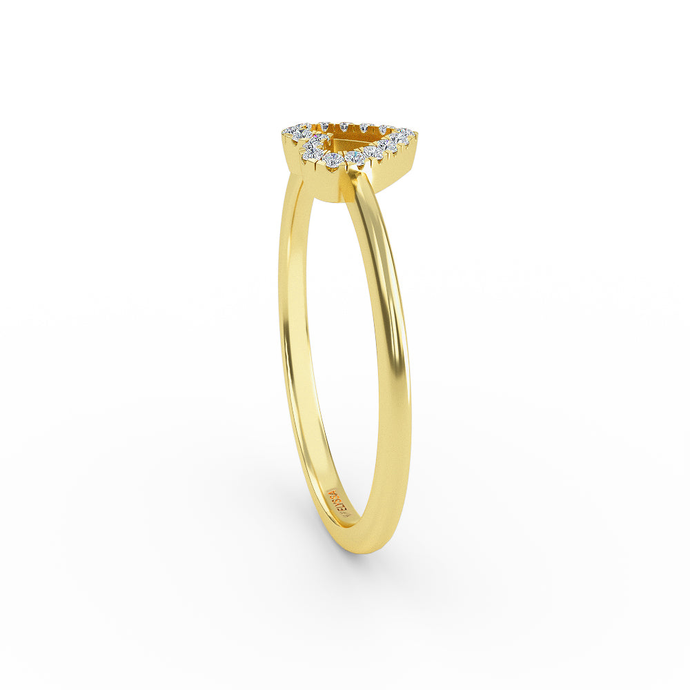 14K Gold Open Heart Diamond Ring