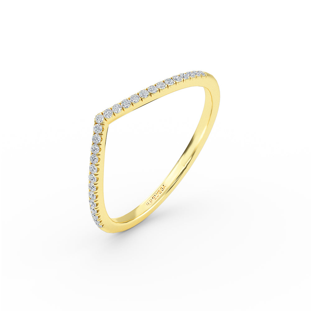 14K Gold Diamond Chevron Ring
