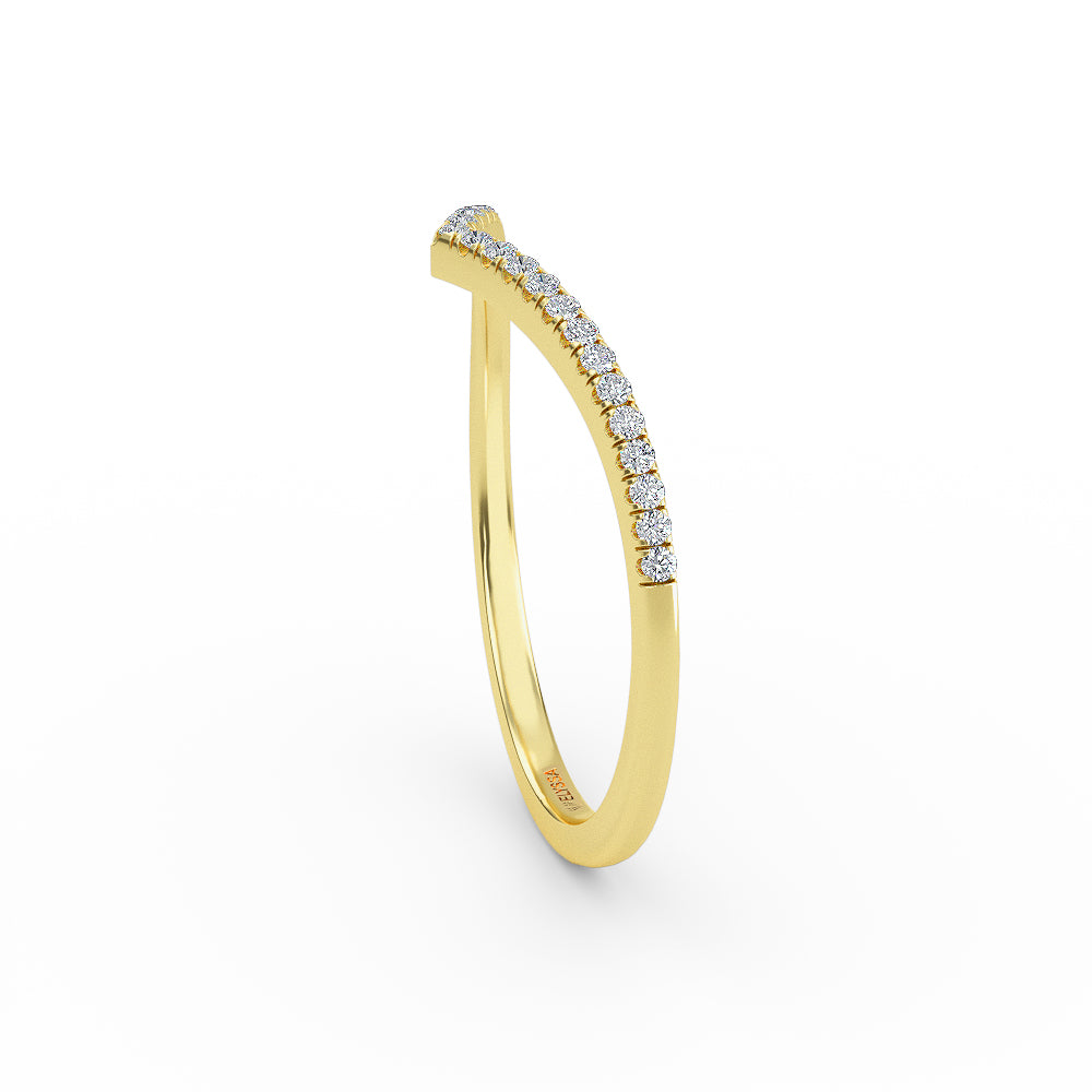 14K Gold Diamond Chevron Ring