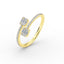14K Gold Baguette Diamond Cuff Ring