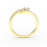 14K Gold Baguette Diamond Cuff Ring