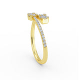 14K Gold Baguette Diamond Cuff Ring