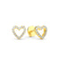 14K Gold Heart Earrings with Diamond