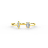 Gold Diamond Baguette Open Ring
