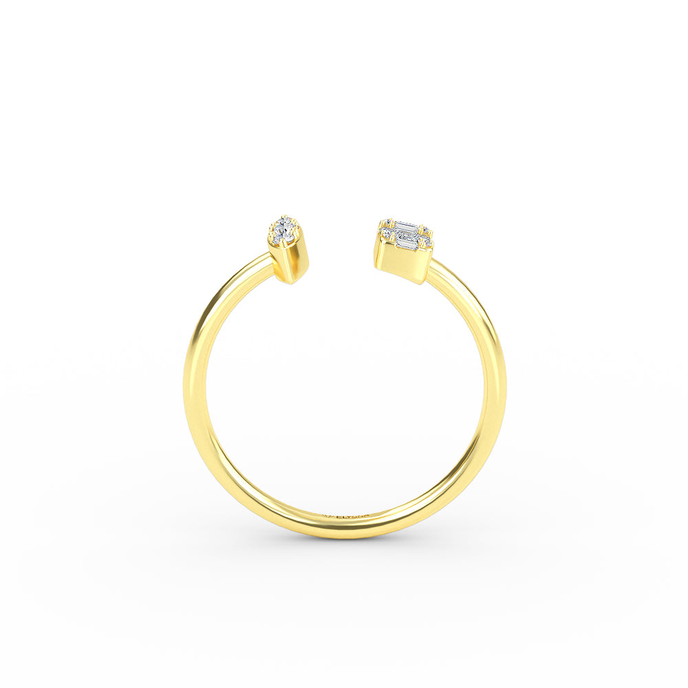 Gold Diamond Baguette Open Ring