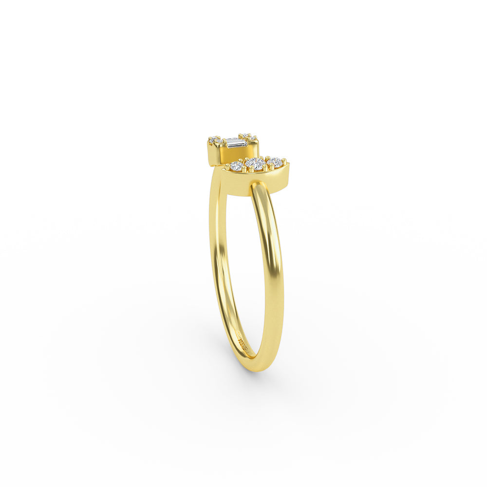 Gold Diamond Baguette Open Ring