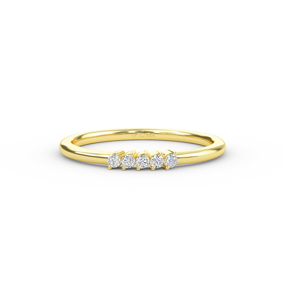 14K Gold 5 Stone Diamond Wedding Band