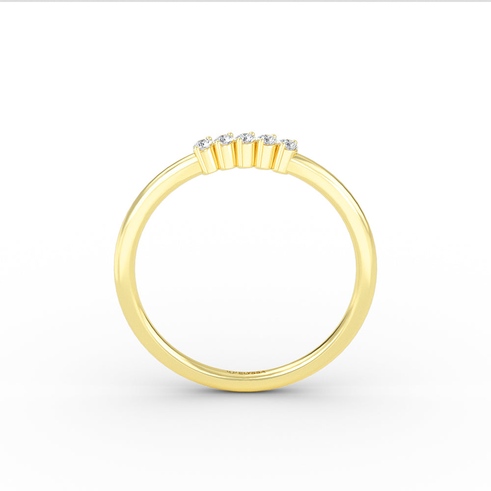 14K Gold 5 Stone Diamond Wedding Band