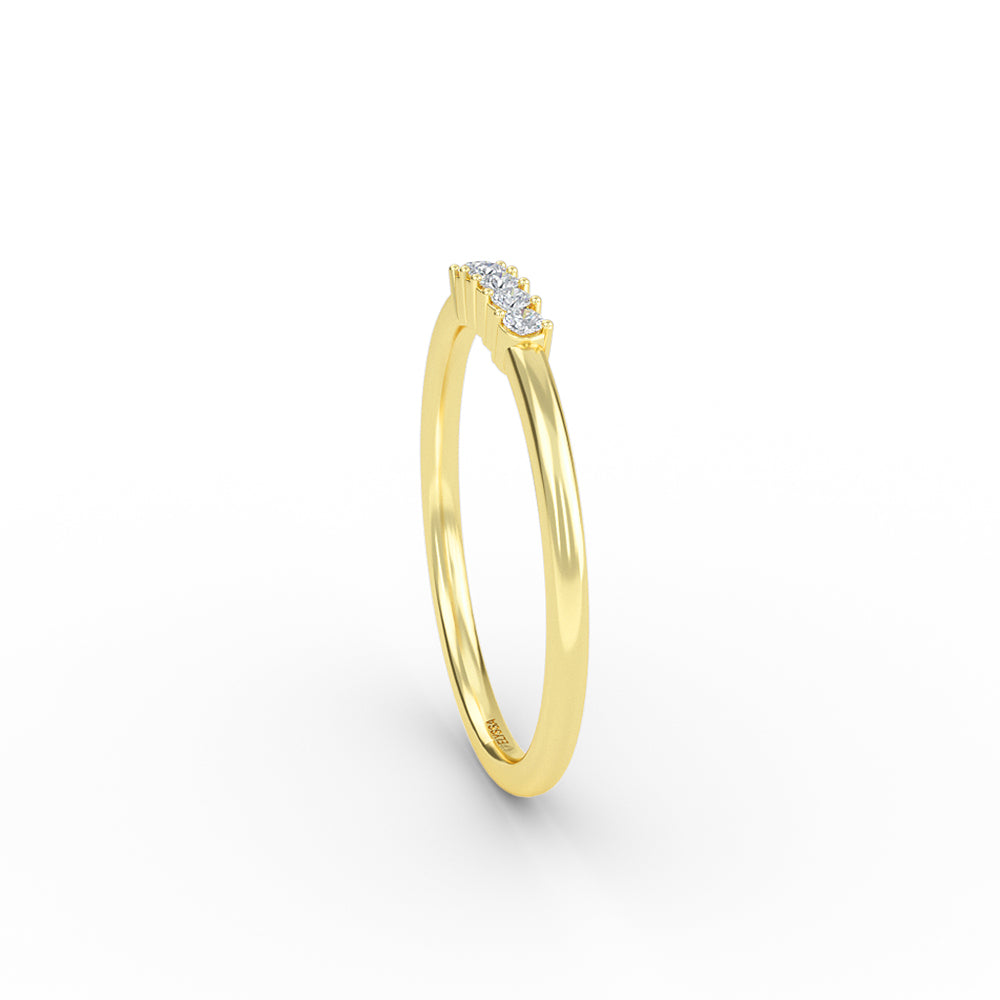 14K Gold 5 Stone Diamond Wedding Band