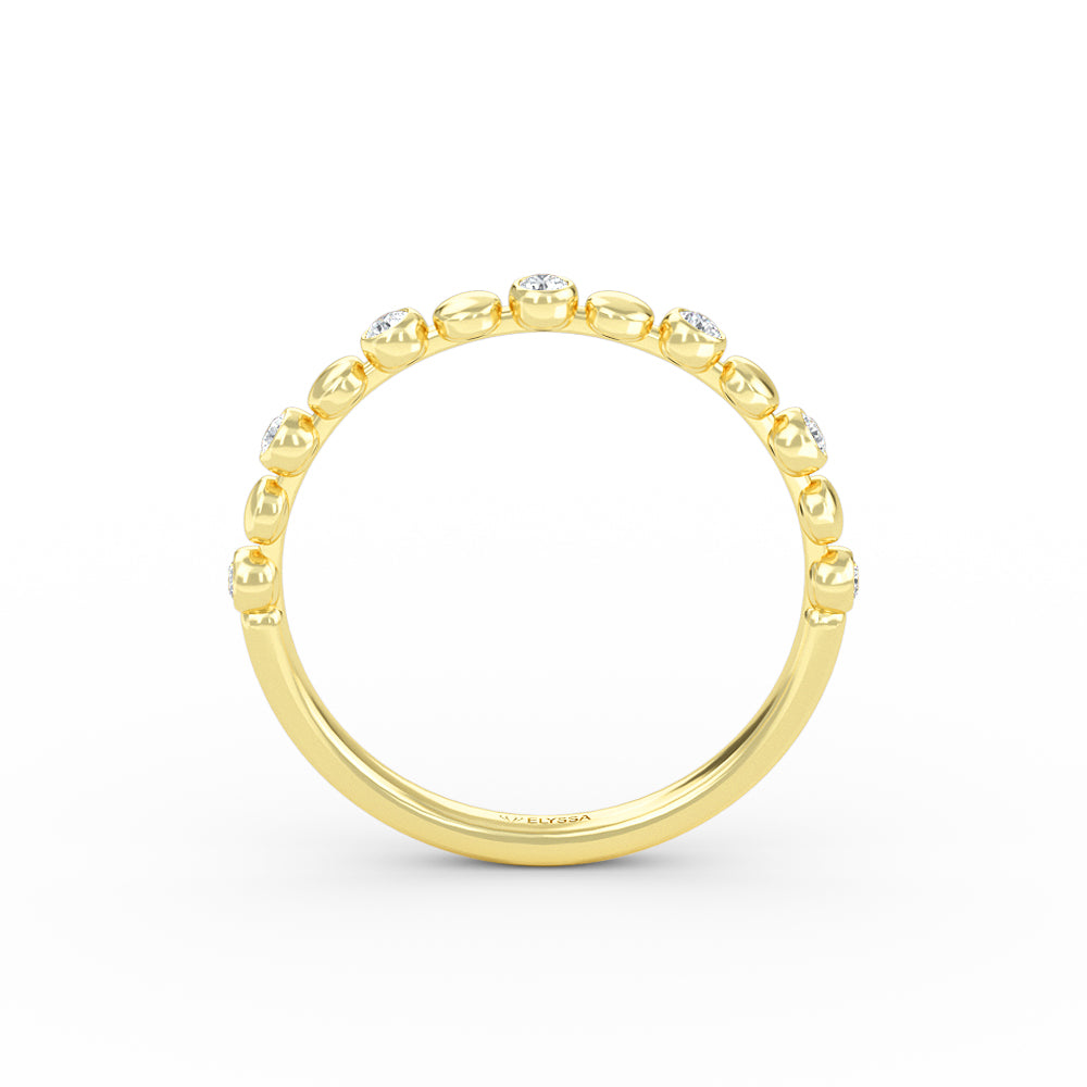 14K Gold Diamond Bead Half Eternity Diamond Wedding Band