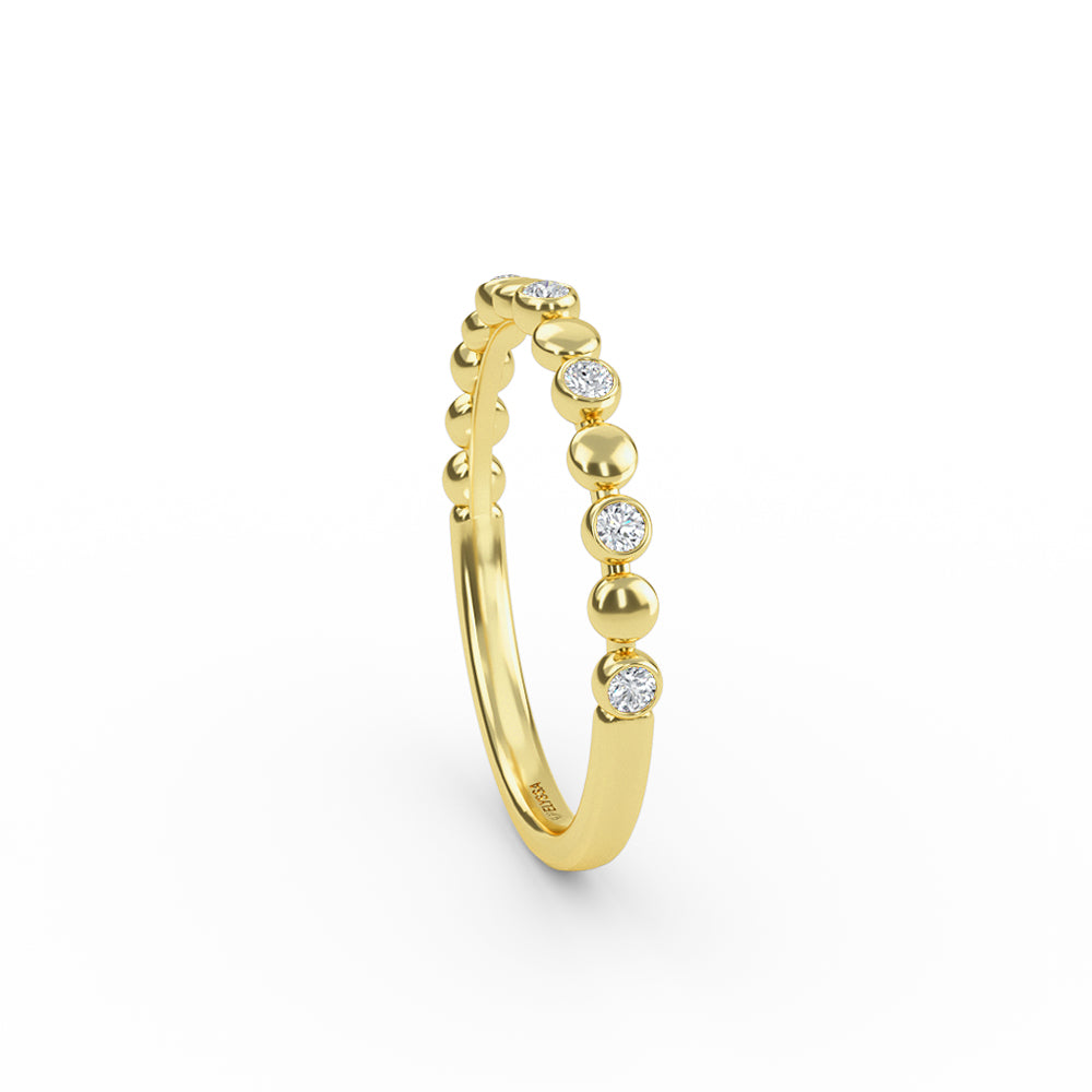 14K Gold Diamond Bead Half Eternity Diamond Wedding Band