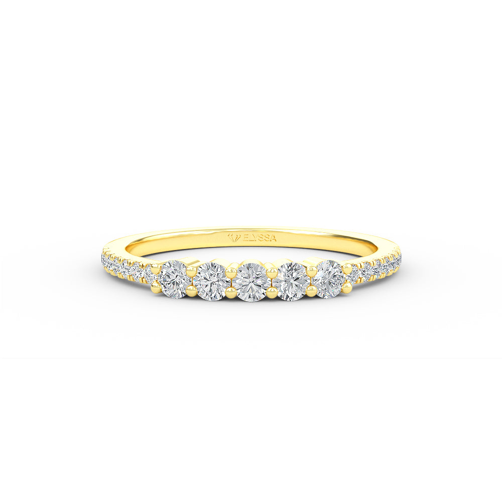 14K Gold 5 Stone Diamond Anniversary Ring